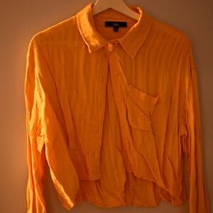 yellow cropped flannel shirt